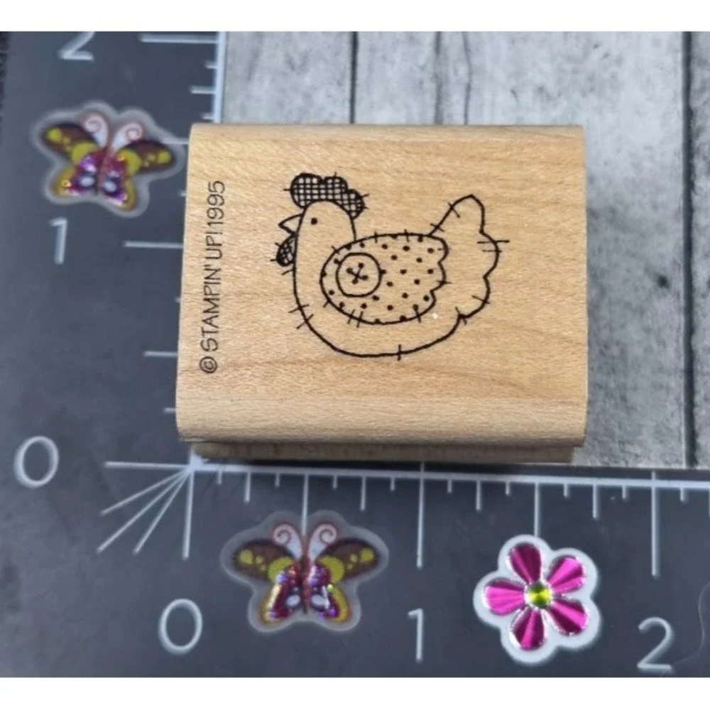 Stampin' Up! Chicken Hen Country Stitch Farm 1995 Rubber Stamp Wood #L102